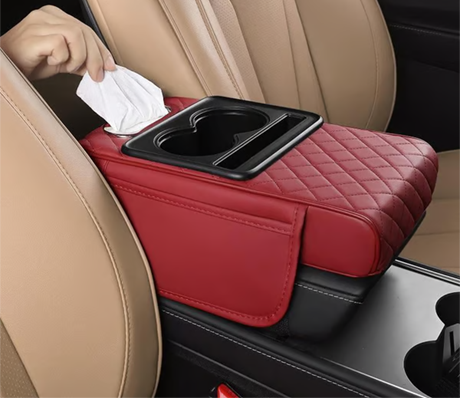 Multi-Functional Leather Car Armrest Organizer