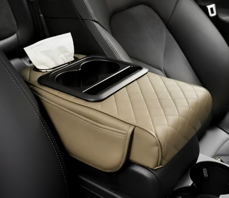 Multi-Functional Leather Car Armrest Organizer
