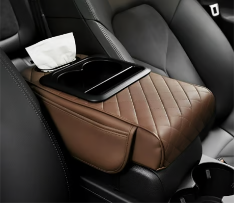Multi-Functional Leather Car Armrest Organizer