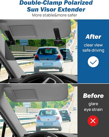 Car Sun Visor Extender with Polarized Glare Protection